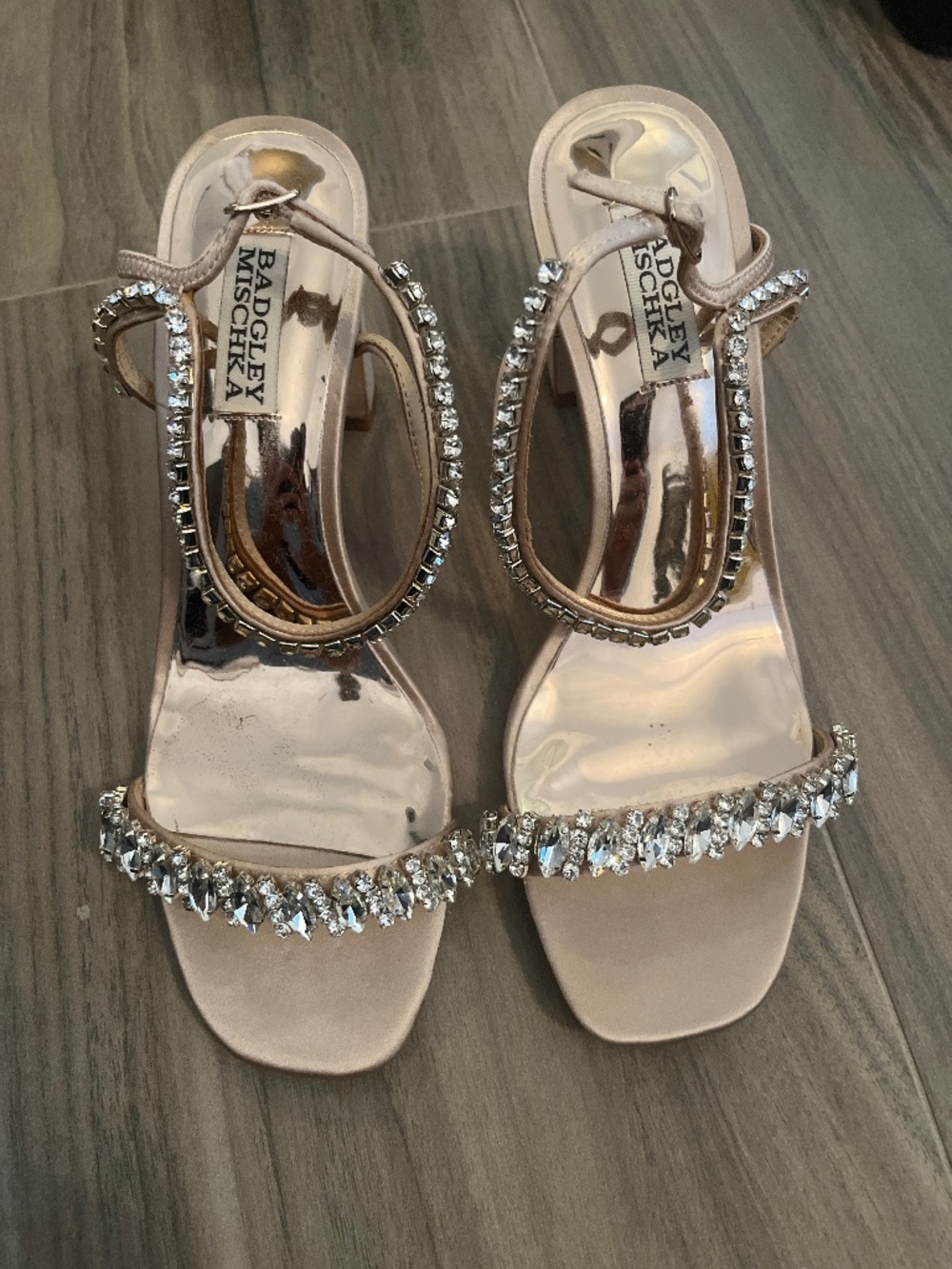 Badgley Mischka rose gold sandals